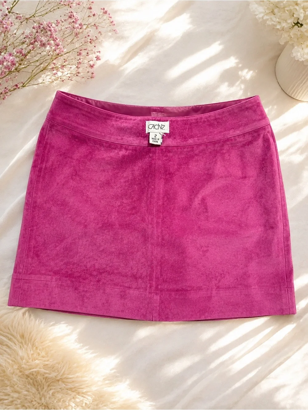 Cache Magenta Halter Top with Matching Mini Skirt